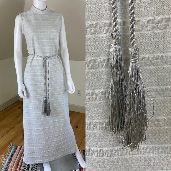 Toni Todd Dresses & Skirts - Vintage 60s 70s Metallic Silver Polyester Sleeveless Maxi Dress Lurex Toni Todd
